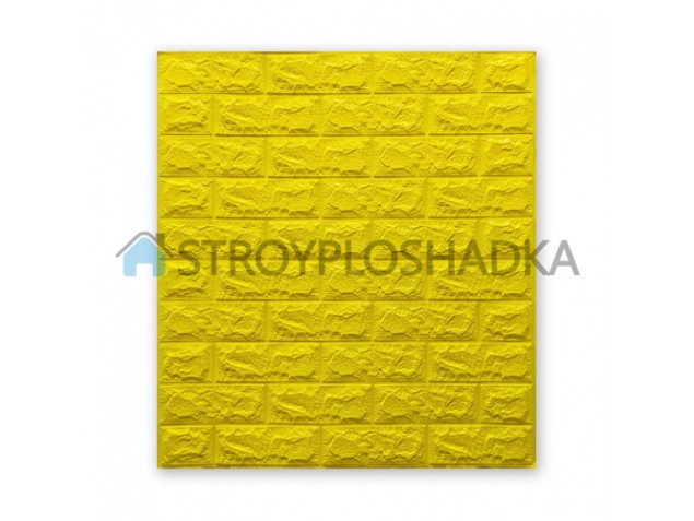 Самоклеюча декоративна панель, 3D pe foam Wall Sticker, під цеглу жовту, 6 мм