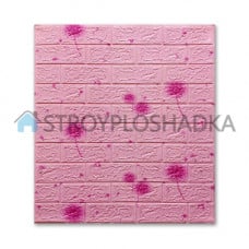 3д панели под кирпич с одуванчиками розовыми Sticker Wall, 5 мм