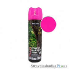 Аэрозольная эмаль Biodur, Forest Marking Spray, флуоресцентная, для маркировки леса, розовая, 500 мл