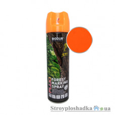 Аэрозольная эмаль Biodur, Forest Marking Spray, флуоресцентная, для маркировки леса, оранжевая, 500 мл