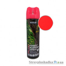 Аэрозольная эмаль Biodur, Forest Marking Spray, флуоресцентная, для маркировки леса, красная, 500 мл