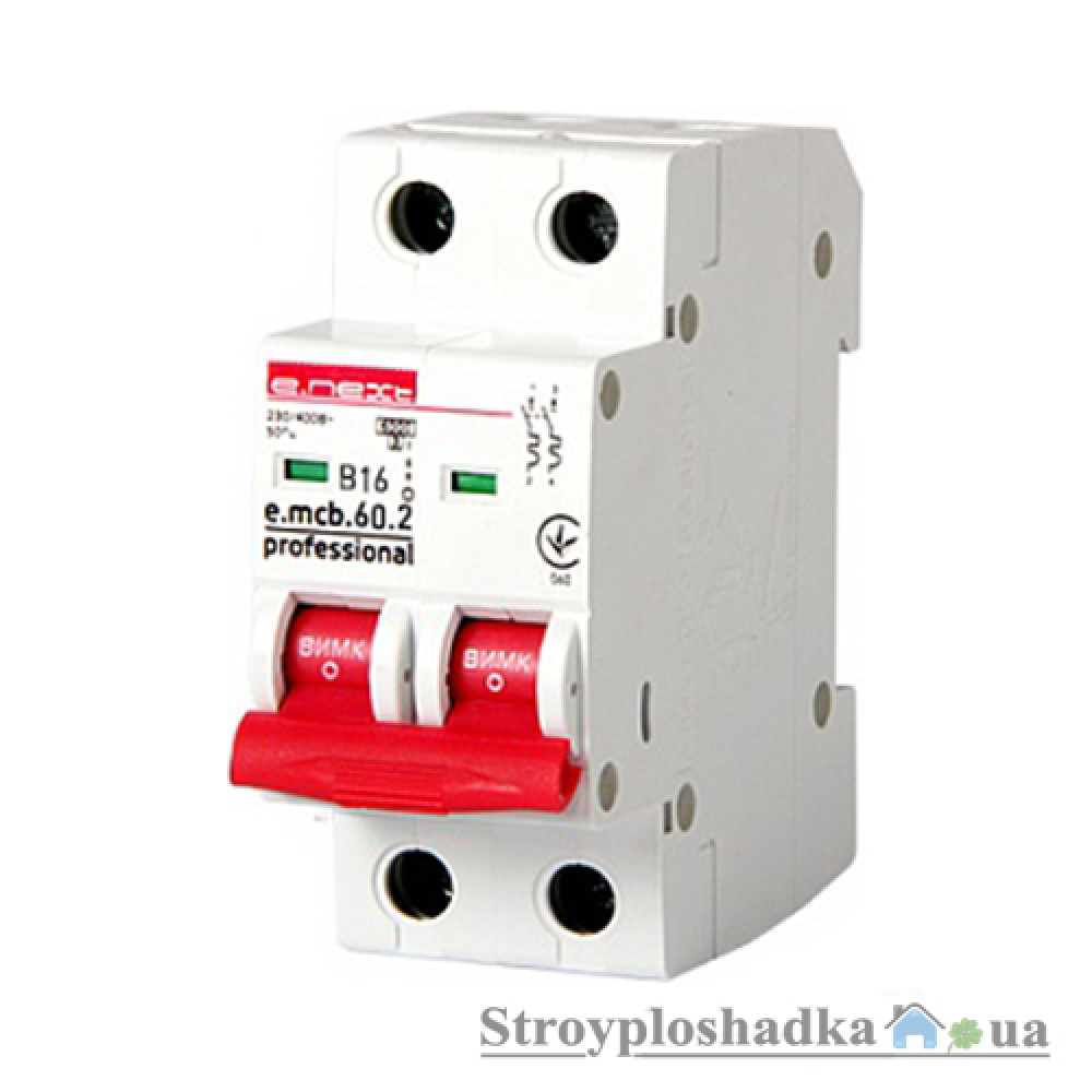 Автоматичний вимикач E.NEXT e.mcb.pro.60.2.B16, 16A, 2P, 6kA (p041017)