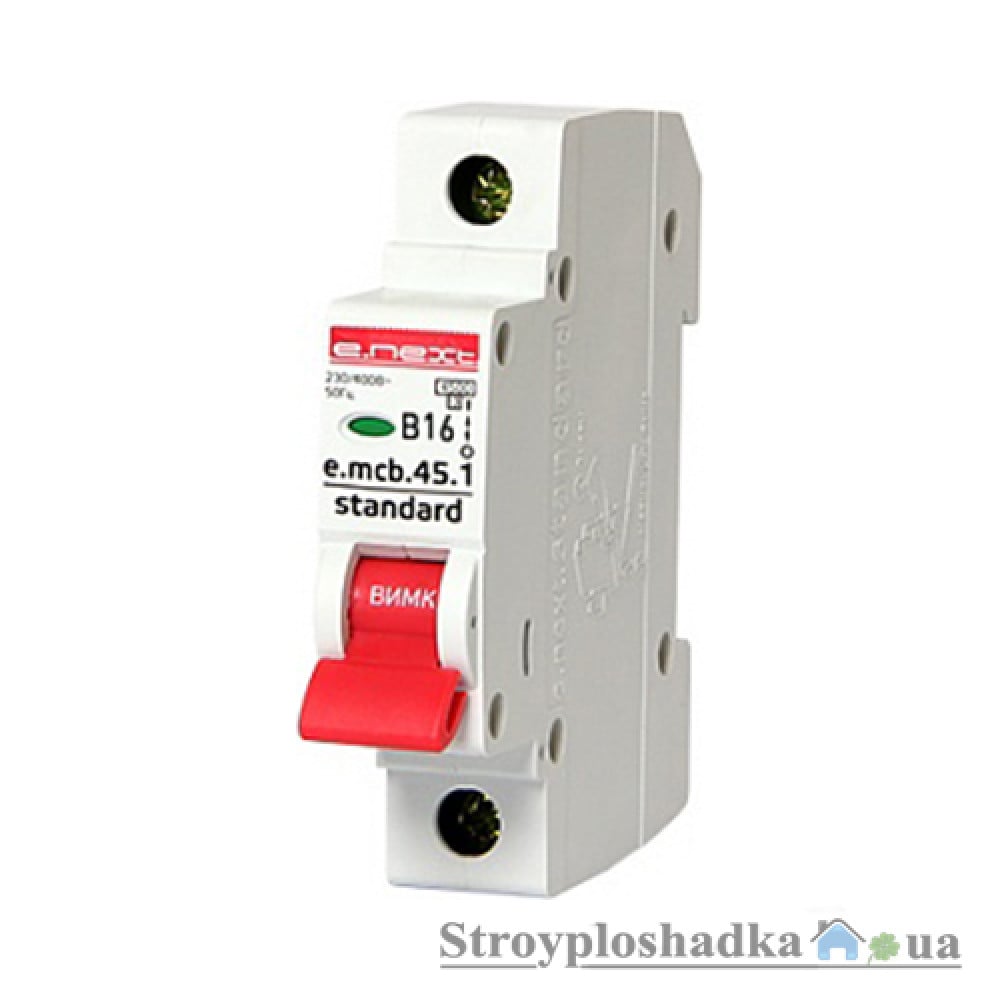 Автоматичний вимикач E.NEXT e.mcb.stand.45.1.B16, 16A, 1P, 4.5kA (s001008)