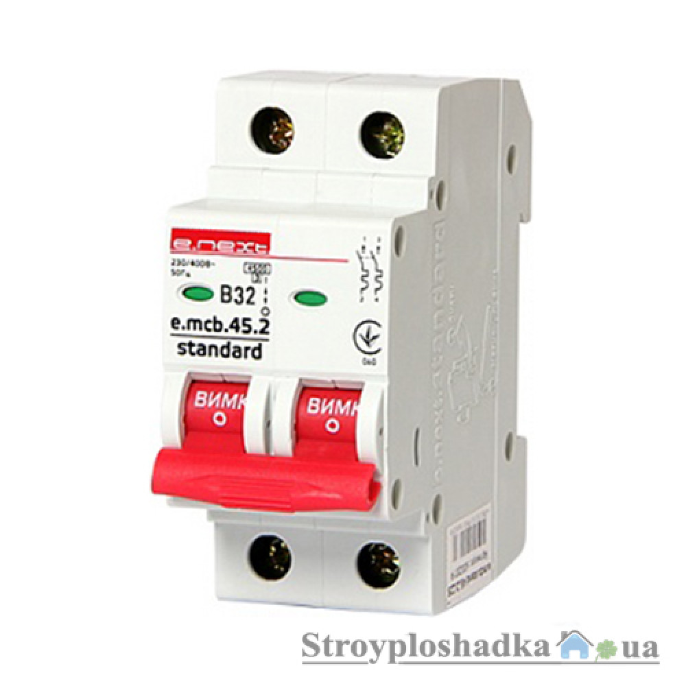 Автоматический выключатель E.NEXT e.mcb.stand.45.2.B32, 32A, 2P, 4.5kA (s001020)
