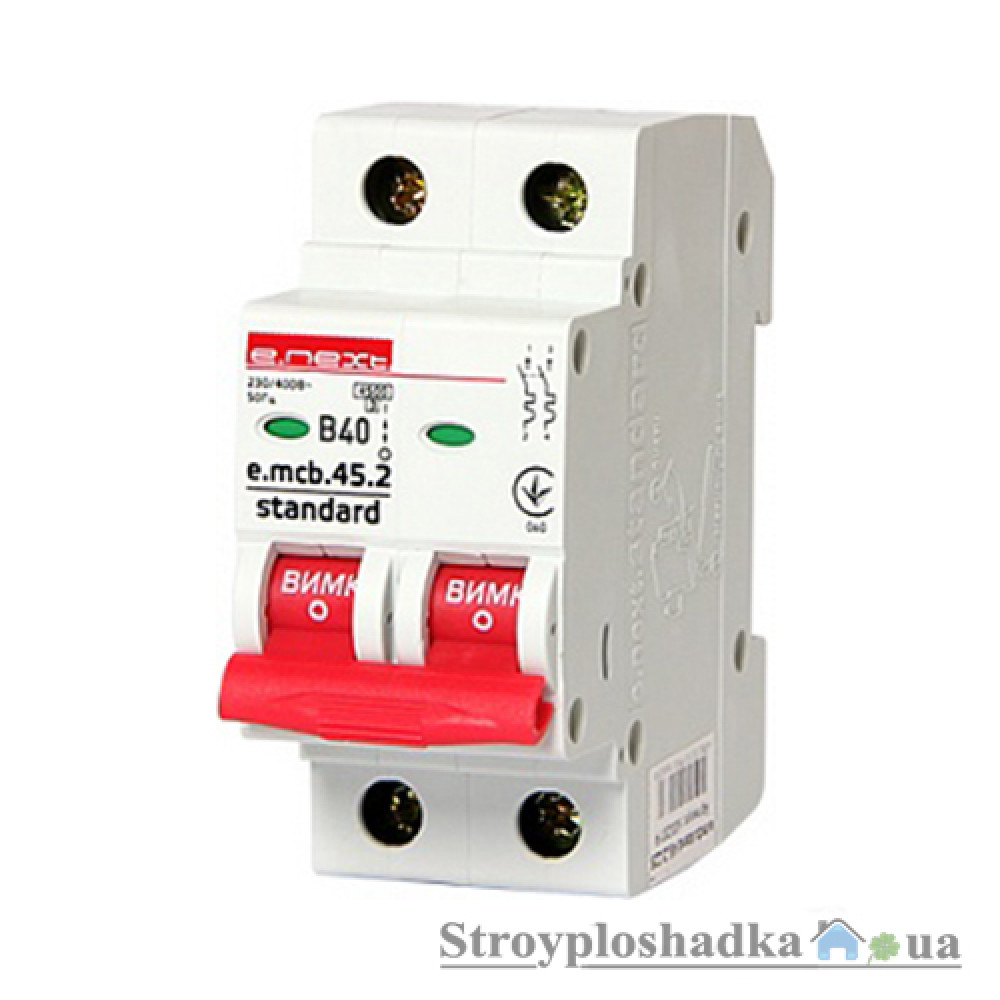 Автоматичний вимикач E.NEXT e.mcb.stand.45.2.B40, 40A, 2P, 4.5kA (s001021)