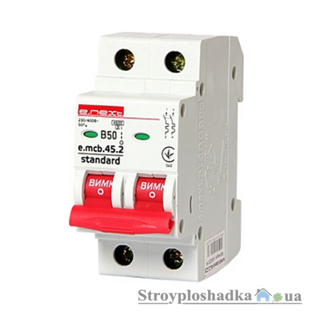 Автоматический выключатель E.NEXT e.mcb.stand.45.2.B50, 50A, 2P, 4.5kA (s001022)