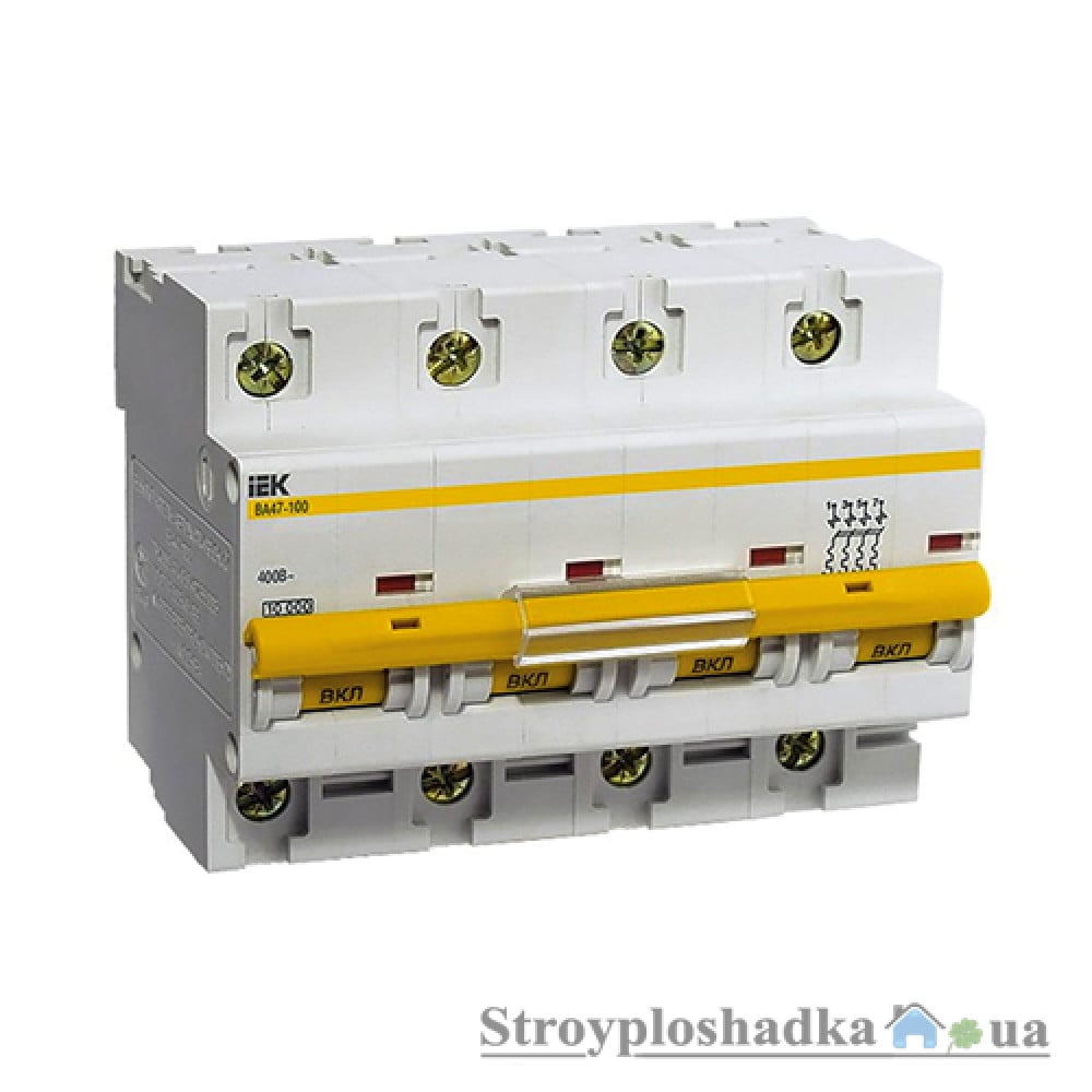 Автоматический выключатель ІЕК ВА47-100, 10А, 4Р (MVA40-4-010-D)
