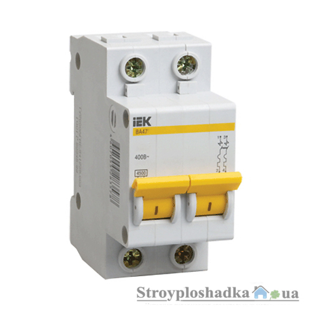 Автоматичний вимикач ІЕК ВА47-29, 63А, 2Р (MVA20-2-063-C)