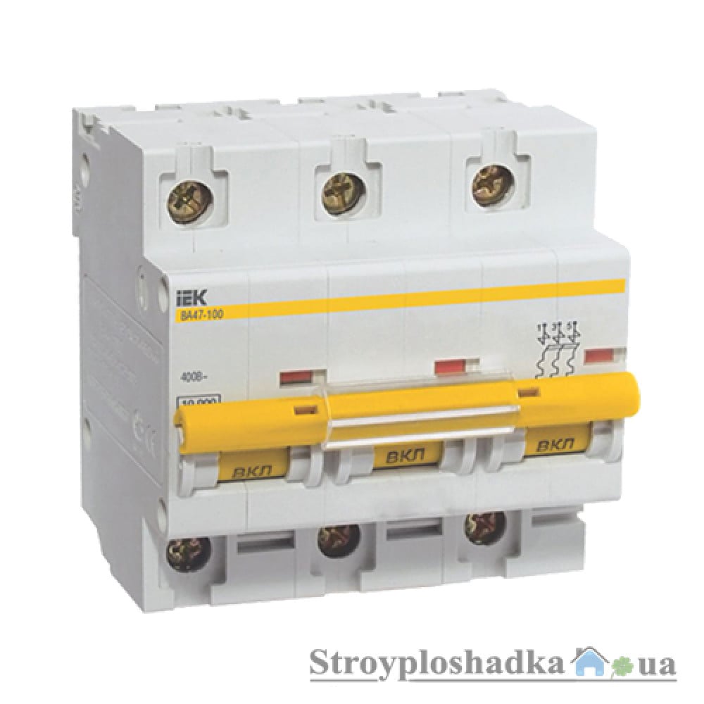 Автоматичний вимикач ІЕК ВА47-100, 10А, 3Р (MVA40-3-010-C)
