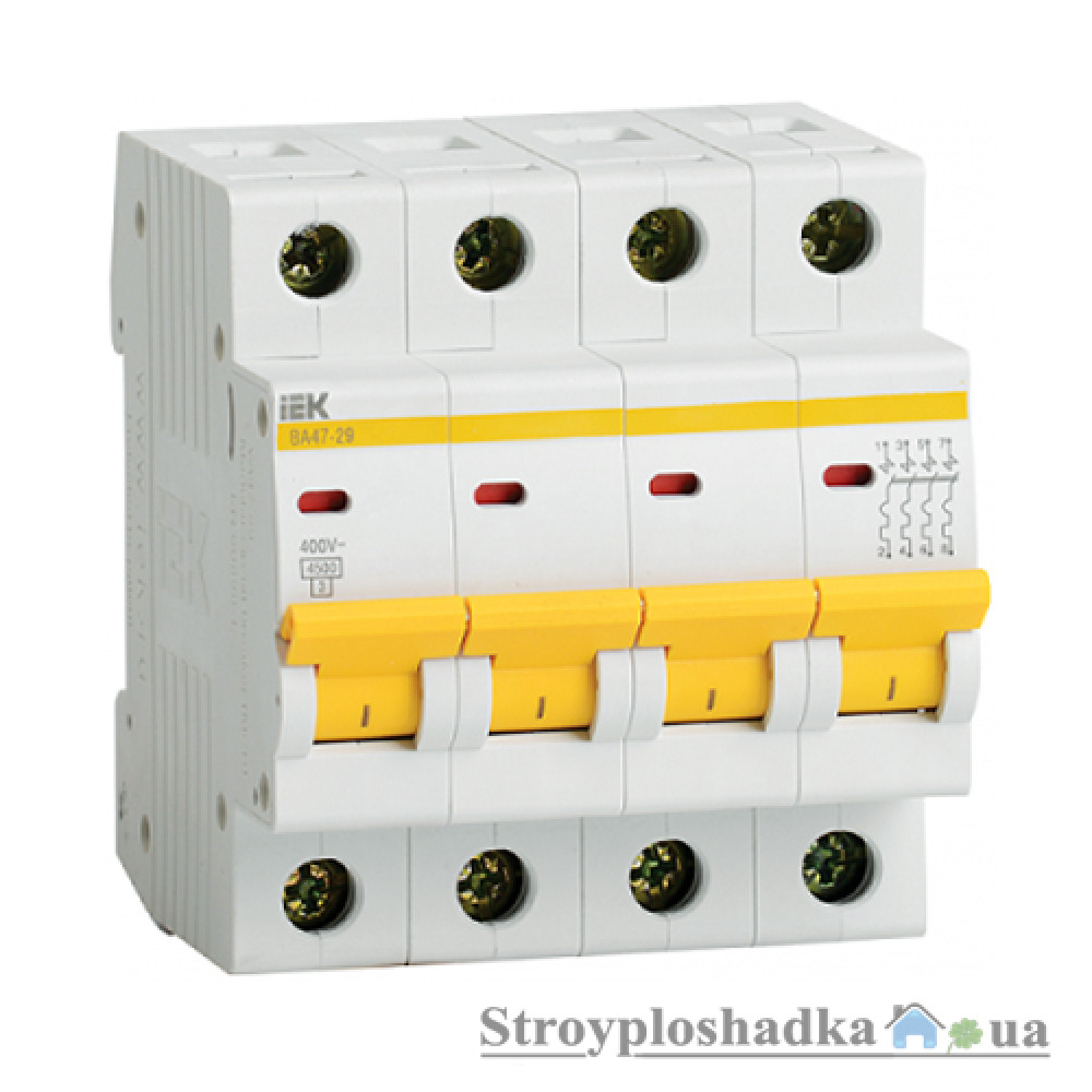 Автоматичний вимикач ІЕК ВА47-29, 16А, 4Р (MVA20-4-016-D)