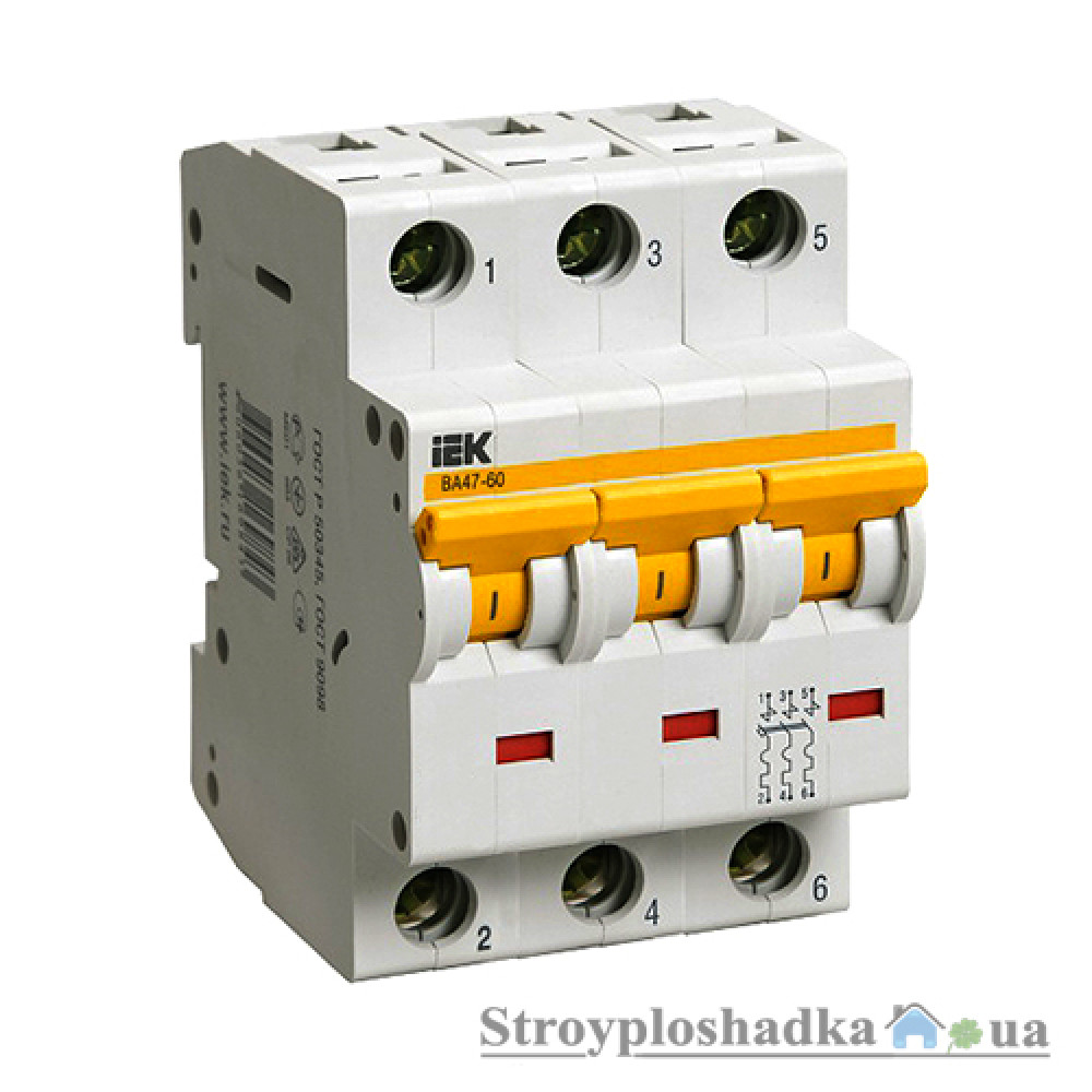 Автоматичний вимикач ІЕК ВА47-60, 16А, 3Р (MVA41-3-016-B)