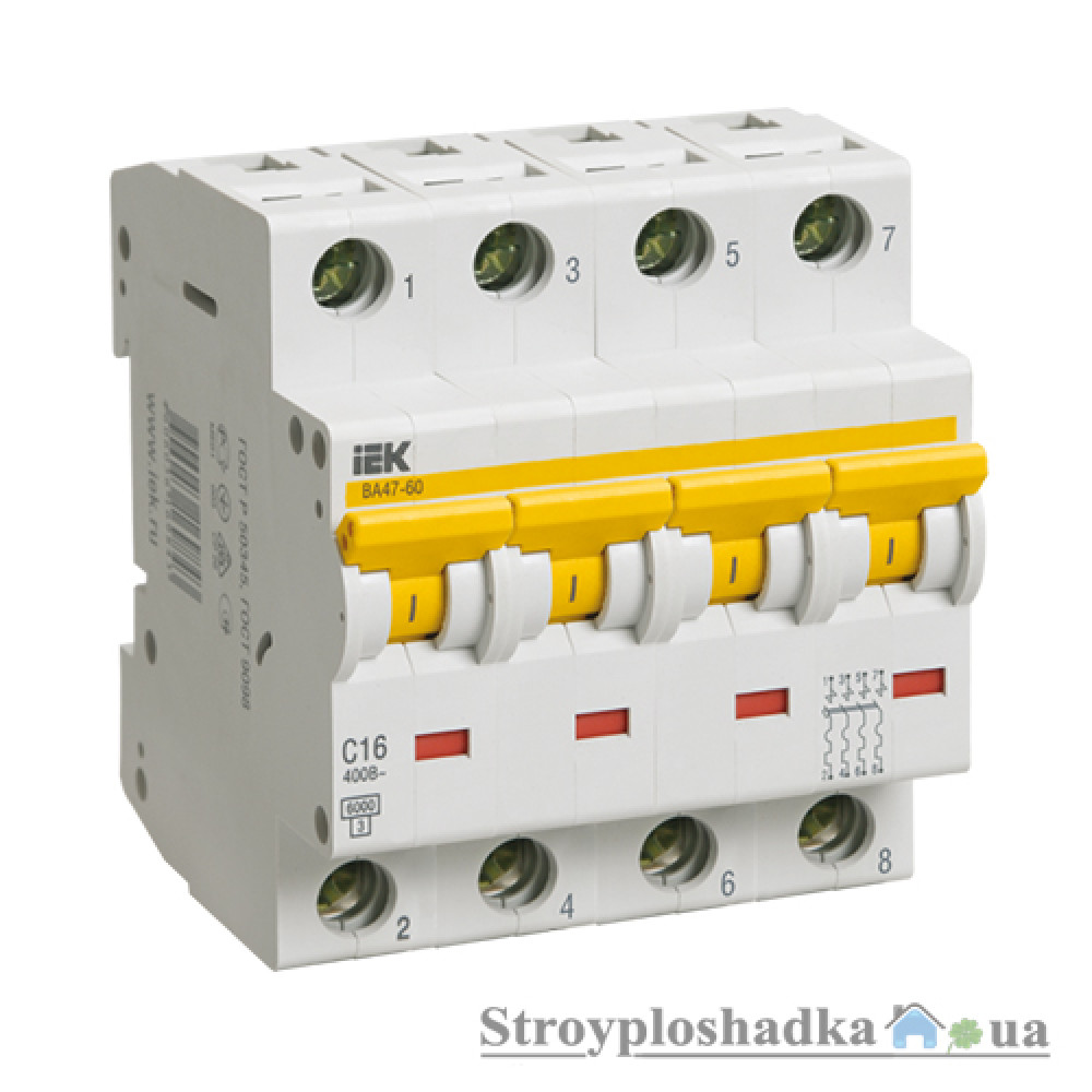 Автоматичний вимикач ІЕК ВА47-60, 40А, 4Р (MVA41-4-040-C)