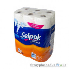 Полотенца бумажные Selpak, белые, 12 рулонов