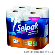 Полотенца бумажные Selpak, белые, 4 рулона