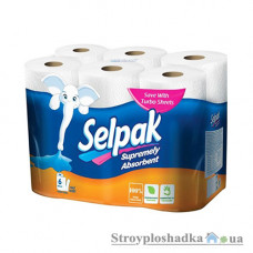 Рушники паперові Selpak, білі, 6 рулонів