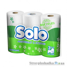 Полотенца бумажные Solo, рециклинговые, белые, 3 рулона