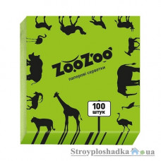 Салфетки столовые ZooZoo, зеленые, 24x23, однослойные, 100 шт
