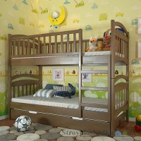 Ліжко Arbor Drev Смайл, 90х200 см, сосна, 2 ящика (каркас ДСП, фасад-дерево), горіх