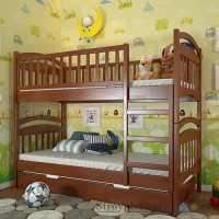 Ліжко Arbor Drev Смайл, 90х200 см, сосна, 2 ящика (каркас ДСП, фасад-дерево), яблуня локарно