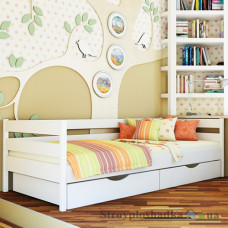 Ліжко Естелла Нота, 80х190 см, масив бук, 107 білий, з ящиком (дерево)