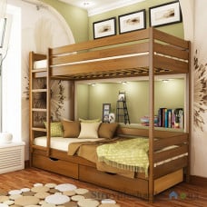 Кровать Эстелла Дуэт, 90х200 см, щит бук, 103 светлый орех, с ящиком (ДСП/дерево)