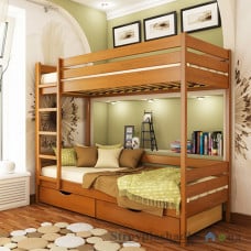 Кровать Эстелла Дуэт, 90х200 см, щит бук, 105 ольха, с ящиком (ДСП/дерево)