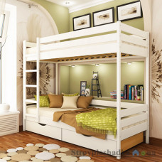 Кровать Эстелла Дуэт, 90х200 см, массив бук, 107 белый, с ящиком (ДСП/дерево)