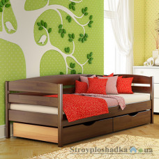 Ліжко Естелла Нота Плюс, 80х190 см, щит бук, 101 темний горіх, з ящиком (ДСП/дерево)