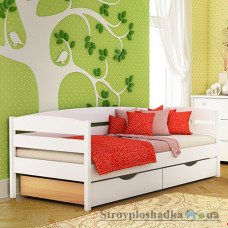 Ліжко Естелла Нота Плюс, 80х190 см, щит бук, 107 білий, з ящиком (ДСП/дерево)