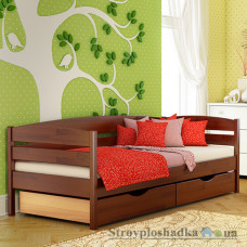 Ліжко Естелла Нота Плюс, 90х200 см, масив бук, 108 каштан, з ящиком (ДСП/дерево)