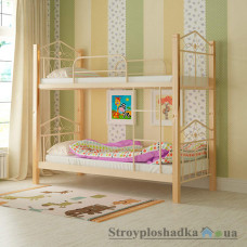 Кровать металлическая Мадера Тиара, 80х190 см, основа - деревянные ламели, бежевая 