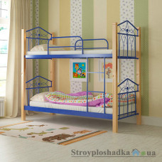 Кровать металлическая Мадера Тиара, 90х190 см, основа - деревянные ламели, синяя