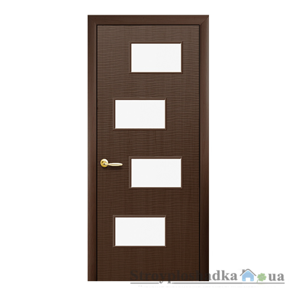 Межкомнатная дверь Новый Стиль Фортис Сахара 4S DeLuxe, со стеклом, 2000x800x34, каштан, шт.