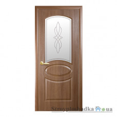 Межкомнатная дверь Новый Стиль Фортис P R-В Овал Новый DeLuxe, со стеклом Р1, 2000x600x34, золотая ольха, шт.