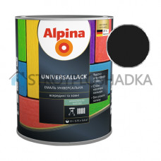 Чорна емаль RAL 9005, Alpina Universallack, шовковисто-матова, 0.75 л