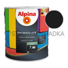 Черная эмаль RAL 9005, Alpina Universallack, шелковисто-матовая, 2.5 л