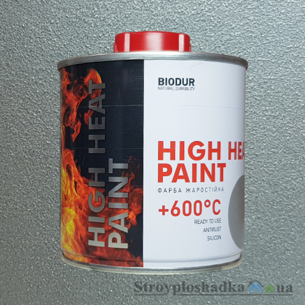 Термостойкая краска-грунт Biodur, серебристая, 0.2 л 