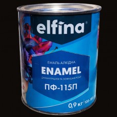 Алкідна емаль ПФ-115 ELFINA чорна 0,9 кг