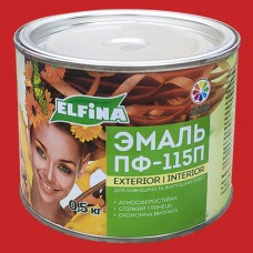 Алкідна емаль ПФ-115 ELFINA червона, 0,5 кг