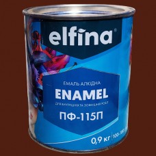 Емаль алкідна ПФ-115 ELFINA темно-коричнева 0,9 кг