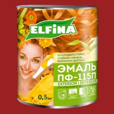 Алкідна емаль ПФ-115 ELFINA вишнева, 0,5 кг
