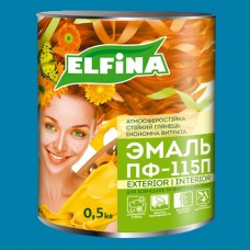 Алкідна емаль ПФ-115 ELFINA яскраво-блакитна, 0,5 кг