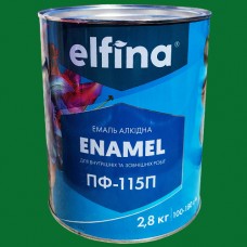 Алкідна емаль ПФ-115 ELFINA зелена 2,8 кг
