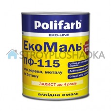 Алкидная эмаль для дерева и металла Polifarb ExtraMal ПФ-115, белая, 0.9 кг