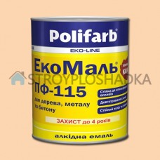 Алкидная эмаль для дерева и металла Polifarb ExtraMal ПФ-115, бежевая, 0.9 кг