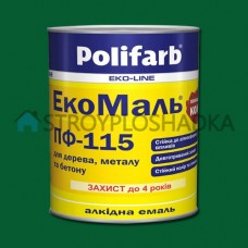Алкидная эмаль для дерева и металла Polifarb ExtraMal ПФ-115, изумрудная, 0.9 кг