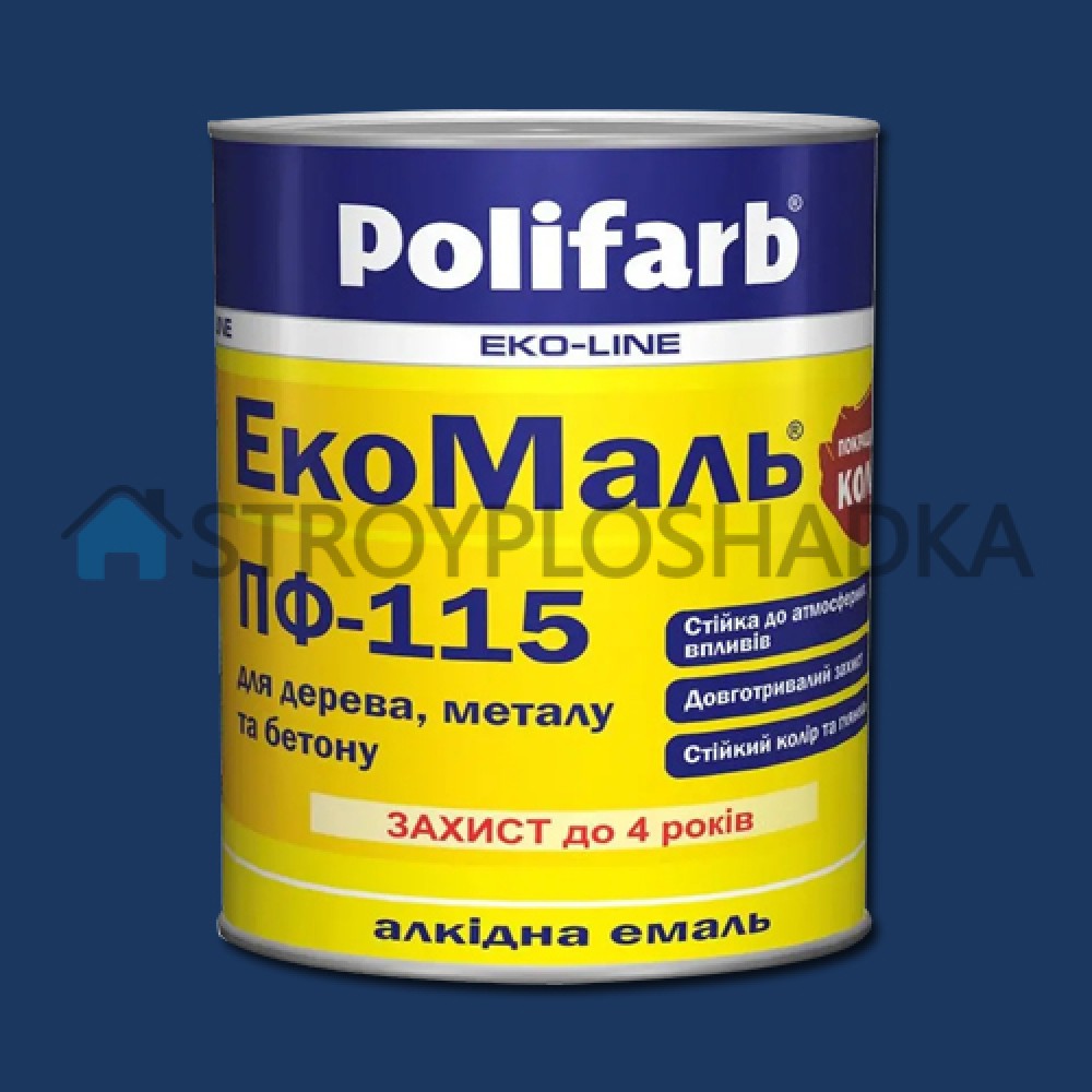 Алкідна емаль для дерева та металу Polifarb ExtraMal ПФ-115, синя, 2.7 кг