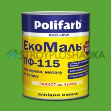 Алкидная эмаль для дерева и металла Polifarb ExtraMal ПФ-115, светло-зеленая, 0.9 кг
