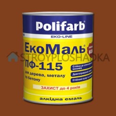 Алкидная эмаль для дерева и металла Polifarb ExtraMal ПФ-115, желто-коричневая, 0.9 кг