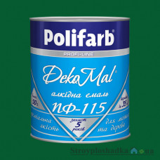 Алкідна емаль для дерева та металу Polifarb ПФ-115 DekoMal, смарагдова, 2.7 кг